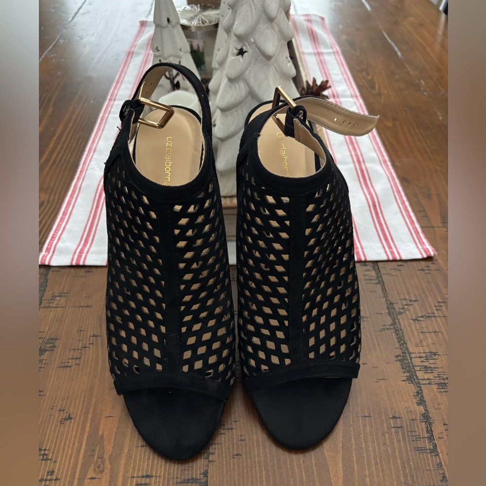 Liz Claiborne Black Cutout Heels - Picture 2 of 4